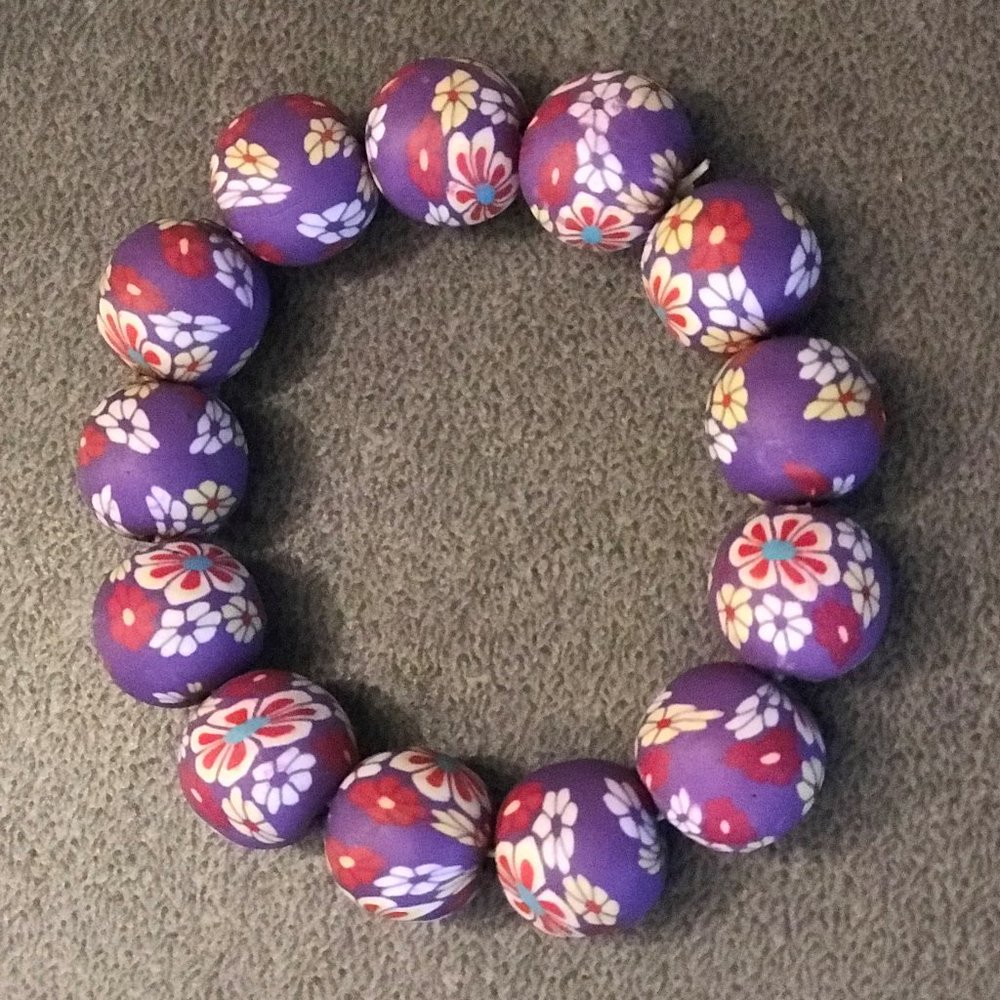 Wooden Flower Bead Stretch String Bracelet